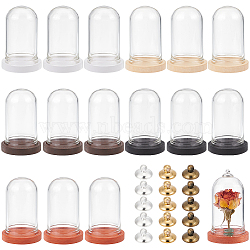 DIY Blank Dome Vial Pendant Making Kit, Including Natural Wood Cabochon Settings, Glass Dome Cloche Cover, Brass Bead Cap Pendant Bails, Mixed Color, 45Pcs/set(DIY-BC0010-01)