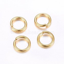 304 Stainless Steel Open Jump Rings, Real 24K Gold Plated, 15 Gauge, 8x1.5mm, Inner Diameter: 5mm(STAS-O098-02G-16)