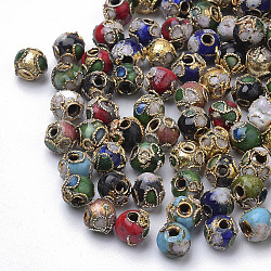 Handmade Cloisonne Beads, Round, Mixed Color, Round, 6mm(+-0.5~1mm), hole: about 1~1.5mm(X-CLB6mm-M)