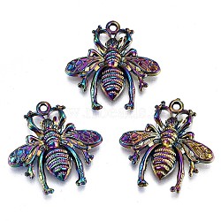 Alloy Pendants, Cadmium Free & Lead Free, Bees, Rainbow Color, 27x27.5x3.5mm, Hole: 1.8mm(PALLOY-N156-001-RS)