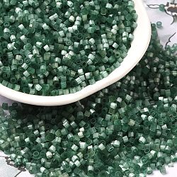 Glass Bugle Beads, Imitation Cat Eye, Cylinder, Teal, 2x1.5mm, Hole: 1.2mm, about 125000pcs/pound(SEED-B001-03A-08)