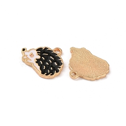 Alloy Enamel Pendants, Golden, Hedgehog Charms, Black, 13.5x16x1mm, Hole: 1.2mm(ENAM-WH0001-13G-01)