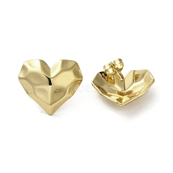 Ion Plating(IP) 304 Stainless Steel Stud Earrings, Heart, Real 18K Gold Plated, 17x20mm(EJEW-C082-03B-G)