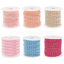 Elite 30M 6 Colors Polyester Centipede Braid Lace Trim, Craft Ribbon for Bridal, Costume, Jewelry, Crafts and Sewing, Mixed Color, 3/8 inch~1/2 inch(11~12mm), 5m/color(OCOR-PH0002-24)