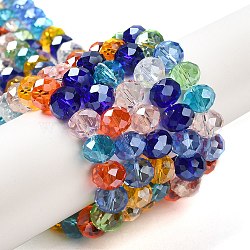 Glass Beads Strands, Faceted, Rondelle, Mixed Color, 10x8mm, Hole: 1mm, about 63~65pcs/strand, 19.2~20 inch(48~50cm)(EGLA-A034-M10mm-46)