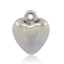 CCB Plastic Heart Pendants, Platinum, 17x15x9mm, Hole: 2mm(CCB-J027-68P)
