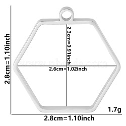 Non-Tarnish Stainless Steel Open Back Bezel Pendants, For DIY UV Resin, Epoxy Resin, Pressed Flower Jewelry, Stainless Steel Color, Hexagon, 28x28x3mm, Hole: 2.2mm(PW-WGB5BE7-07)