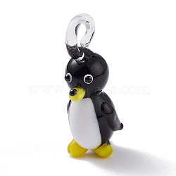 Lampwork Pendants, Penguin, Black, 43x16x20mm, Hole: 7.2x6.4mm(LAMP-XCP0001-13)
