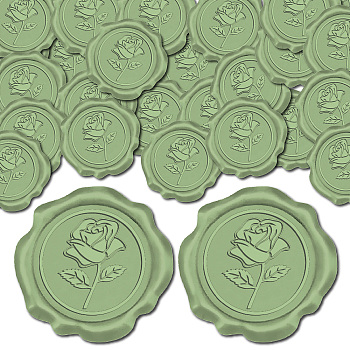 25Pcs Adhesive Wax Seal Stickers, Envelope Seal Decoration, For Craft Scrapbook DIY Gift, Dark Sea Green, Flower, 30mm