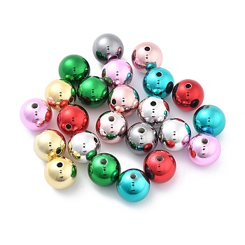 Christmas Theme UV Plating Acrylic Beads, Round, Mixed Color, 12mm, Hole: 2mm