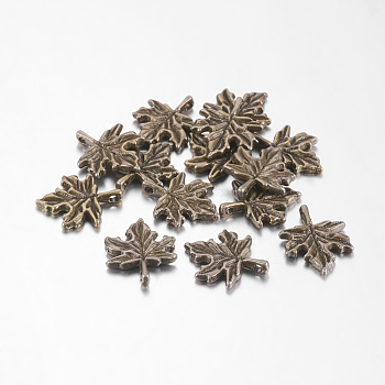 Autumn Theme Tibetan Style Alloy Pendants, Lead Free and Cadmium Free, Maple Leaf, Antique Bronze, Maple Leaf, 14mm wide, 17mm long, hole: 1.5mm