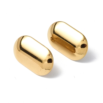 Ion Plating(IP) 304 Stainless Steel Stud Earring Findings, with Vertical Loops and Ear Nuts, Oval, Real 18K Gold Plated, 23.5x14.5mm, Hole: 4mm, Pin: 0.7mm