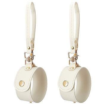 PU Leather Band Hat Scarf Clips, with Alloy Clasp, White, 239x37x5.5mm