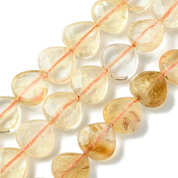 Natural Yellow Quartz Beads Strands, Faceted Teardrop, 12x12x5.5~6.5mm, Hole: 1.2~1.6mm, about 34~36pcs/strand, 15.75~16.34 inch(40~41.5cm)