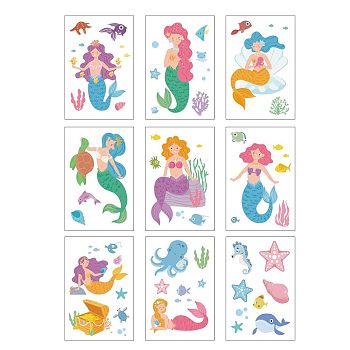 PVC Window Sticker, for Window or Stairway Home Decoration, Rectangle, Mermaid Pattern, 300x195mm