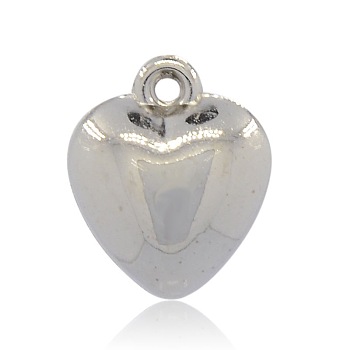 CCB Plastic Heart Pendants, Platinum, 17x15x9mm, Hole: 2mm
