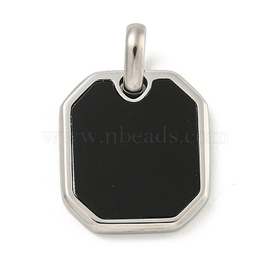 Stainless Steel Color Black Octagon Stainless Steel+Acrylic Pendants