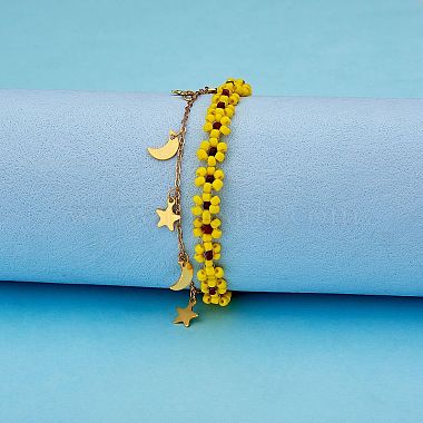 многожильный браслет с плетеным цветком из стеклянных семян(BJEW-SW00069-02)-4