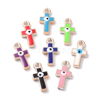 Light Gold Mixed Color Cross Plastic Pendants