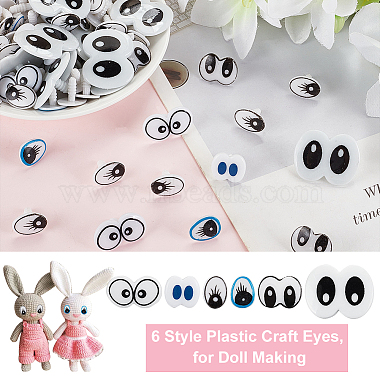 60Pcs 6 Style Plastic Craft Eyes(KY-OC0001-24)-4