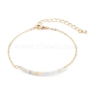 March Birthstone Natural Morganite Beaded Bracelets, with Brass Cable Chains, Faceted Round, Golden, 7-1/4 inch(18.5cm)(BJEW-JB06092-03)