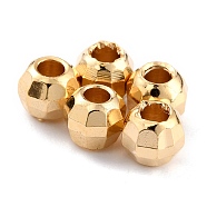 Brass Spacer Beads, Long-Lasting Plated, Faceted Round, Real 24K Gold Plated, 3.5mm, Hole: 1.5mm(X-KK-O133-013C-G)