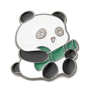 Panda Enamel Pins, Gunmetal Alloy Brooch, Smiling Face, 30x28x1.5mm(JEWB-K012-03B-EB)