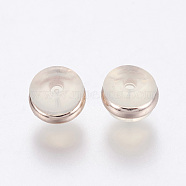 Silicone Ear Nuts, Earring Backs, with Brass Findings, Rose Gold, 7x5mm, Hole: 0.7mm(X-SIL-F001-02RG)