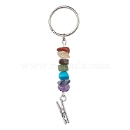 Tibetan Style Zinc Alloy Keychains, with Synthetic & Natural Mixed Gemstone and Iron Split Key Rings, Clip, 7.5cm, Clip: 54x8x2mm(KEYC-JKC00728-03)