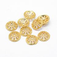 Brass Bead Caps, Apetalous, Real 18K Gold Plated, Lead Free & Cadmium Free & Nickel Free, 11x3mm, Hole: 2mm(KK-K185-53C-NR)