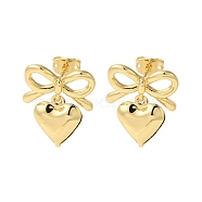 Rack Plating Heart Brass Stud Earrings, Cadmium Free & Lead Free, Long-Lasting Plated, Real 18K Gold Plated, 21x17mm(EJEW-C109-01G)