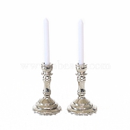 Alloy Candle Holder Miniature Ornaments, Micro Landscape Home Dollhouse Accessories, Pretending Prop Decorations, Platinum, 12x40mm(PW-WG7A026-02)