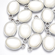 UV Plating Acrylic Pendants, with Acrylic Imitation Pearl, Oval, Platinum, 23x15x6mm, Hole: 2mm(OACR-T005-66P)