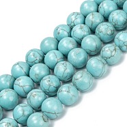 Synthetic Turquoise Beads Strands, Dyed & Heated, Round, 12mm, Hole: 1.6mm, about 33pcs/strand, 15.35 inch(39cm)(G-C180-02D)