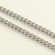 304 Stainless Steel Curb Chains, with Spool, Unwelded, Faceted, Stainless Steel Color, 4x3x1mm, about 32.8 Feet(10m)/roll(CHS-R008-06)