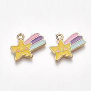Alloy Charms, Cadmium Free & Lead Free, with Enamel, Meteor, Light Gold, Colorful, 14x17x1.5mm, Hole: 2mm(ENAM-S115-099)