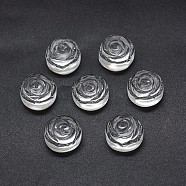 Natural Quartz Crystal Cabochons, Rock Crystal Cabochons, Frosted, Rose/Flower, 14x8mm(G-O175-09)