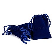Rectangle Velvet Pouches, Gift Bags, Dark Blue, 9x7cm(X-TP-R002-7x9-03)