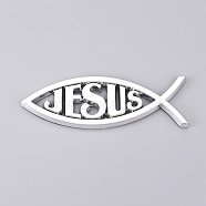 Waterproof Jesus Fish Decal Sticker, 3D Car Decal Emblem Sticker, for Jesus Christian Fish Symbol, Silver, 140x46x6mm(RB-WH0002-05)