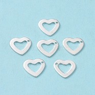 304 Stainless Steel Open Heart Charms, Hollow, Silver, 14.5x10.5x0.7mm, Hole: 1.6mm(STAS-L234-087S)