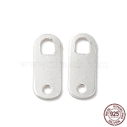925 Sterling Silver Links, Chain Tabs, with 925 Stamp, Silver, 8x3.3x0.4mm, Hole: 0.8mm&2x1.5mm(STER-D006-10S)