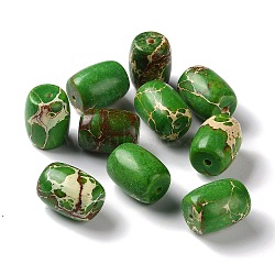 Natural Imperial Jasper Beads, Dyed, Rice, Lime Green, 16x12.5mm, Hole: 1.5mm(G-C034-15C-02)