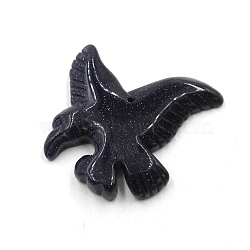 Carved Natural Obsidian Pendants, Eagle, 40x40x8mm, Hole: 1.2mm(PW-WG41647-03)