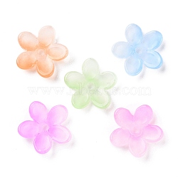 Transparent Baking Paint Glass Beads, Flower, Mixed Color, 15.5x14x4mm, Hole: 1.8mm(GLAA-D011-03)