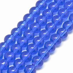 Glass Beads Strands, Round, Royal Blue, 10mm, Hole: 1mm, about 33pcs/strand, 12 inch(X-GR10mm22Y)