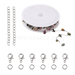 DIY Chain Necklace Bracelet Making Set, Including 316 Stainless Steel Paperclip Chains, 304 Stainless Steel Jump Rings & End Chains & Zinc Alloy Clasps, Platinum & Stainless Steel Color, Chain: 1m/bag(DIY-YW0005-95)