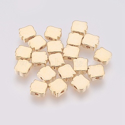 Brass Beads, Flower, Nickel Free, Real 18K Gold Plated, 6.5x6x3mm, Hole: 1mm(X-KK-T014-77RG)