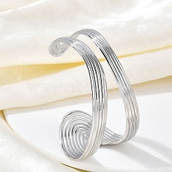 304 Stainless Steel Cuff Bangles for Women, Stainless Steel Color, Inner Diameter: 2-3/8 inch(5.9cm)(BJEW-B108-02P)