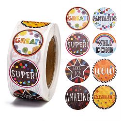 Self-Adhesive Paper Stickers, Gift Tag, for Party, Decorative Presents, Round, Colorful, Word, 25mm, 500pcs/roll(DIY-K027-D01)