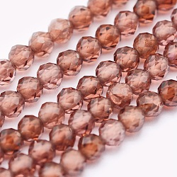 Natural Garnet Beads Strands, Round, Faceted, Orange, 2mm, Hole: 0.5mm, about 174pcs/strand, 15.5 inch(39.5cm)(G-O166-13B-2mm)